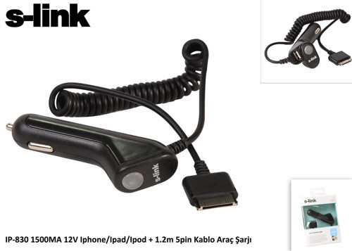IP-830 1500ma 12v ipod-iphone-ipad Araç Şarj Cihazı (KDO)