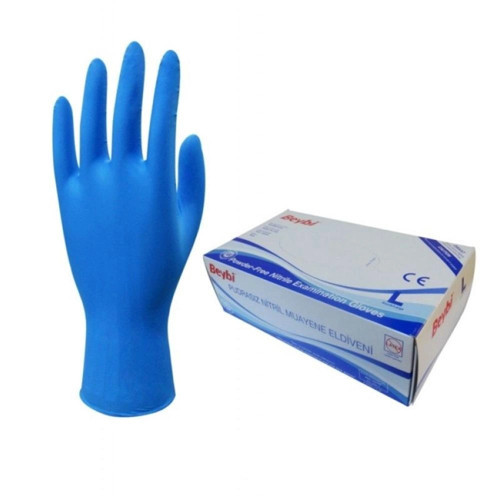 Pudrasız Nitril Mavi (L) Large Beden Muayene Eldiven 100lü Paket (KDO)