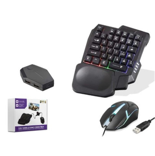 ND762 Mobil Oyun Klavye Mouse Dönüştürücü Seti RGB Siyah (KDO)