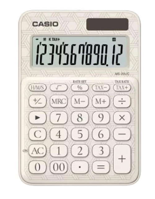 MS-20UC-JWE 12 Hane Beyaz Desenli Masa Üstü Hesap Makinesi (KDO)