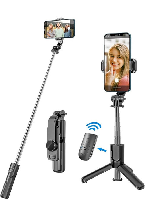 Bluetooth özellikli mobil ve kameralar için uzaktan kumandalı selfie çubuğu tripodlu selfie çubuğu