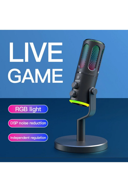 RGB Led Işıklı Yayıncı Mikrofonu Usb Girişli Stüdyo 48kHz/16bit Vokal Kondenser Kardioid Mikrophone