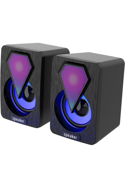 Mini Bilgisayar Hoparlörü Rgb Led Işıklı Gaming Oyuncu 3.5mm Jack Usb Speaker 1+1 Ses Sistemi