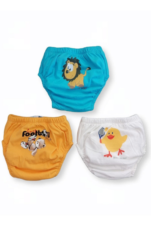 Chocolate Baby Kids 3 'Lü Sevimli Hayvan Baskılı Erkek Bebek Alıştırma Külot
