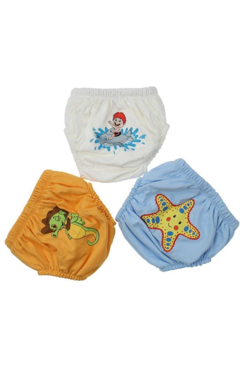Chocolate Baby Kids Erkek Bebek Mavi Desenli Alıştırma Külot 3 Adet