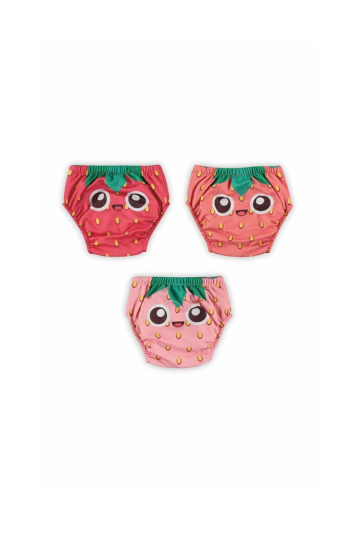 Chocolate Baby Kids Poopes Yıkanabilir 3'Lü Kombin Kız Neşeli Çilek Alıştırma Külodu 1-2-3-4 Yaş