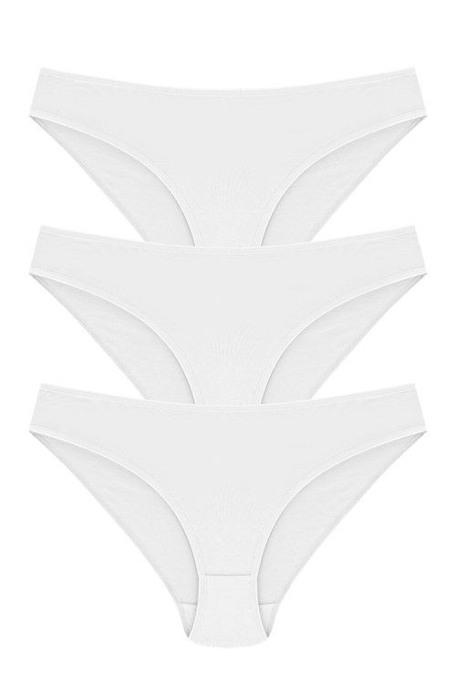 Kadın Beyaz Pamuk Bikini Model Külot 3'Lü
