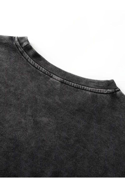 Taş Devri Baskılı Yıkamalı Vintage Unisex Oversize T-Shirt