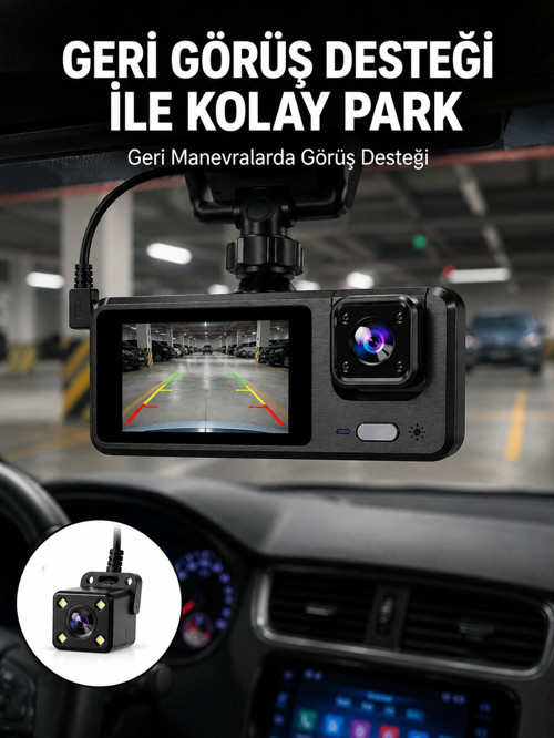 1080P 3 Kameralı Araç DVR – Döngü Kayıt ve Geri Görüş Özellikli Yeni Nesi - ETERNA3684-5