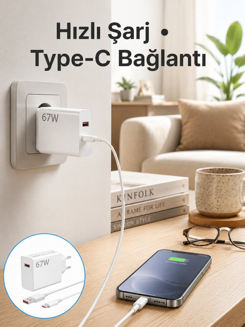 67 Watt Hızlı Şarj Aleti Poco F2 F3 F4 Uyumlu Yeni Nesil - ETERNA4457-4028