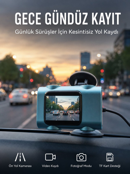 Araç Güvenlik Kamerası Öne Bakan Yol Kayıt Cihazı Yeni Nesil - ETERNA9925-2229