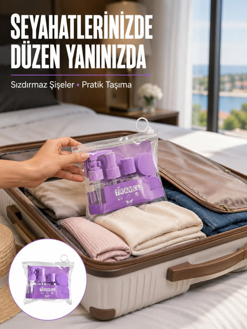 5 Parça Seyahat Kişisel Bakım Seti Şişe Sprey Krem Kutulu Yeni Nesil - ETERNA4215-9478