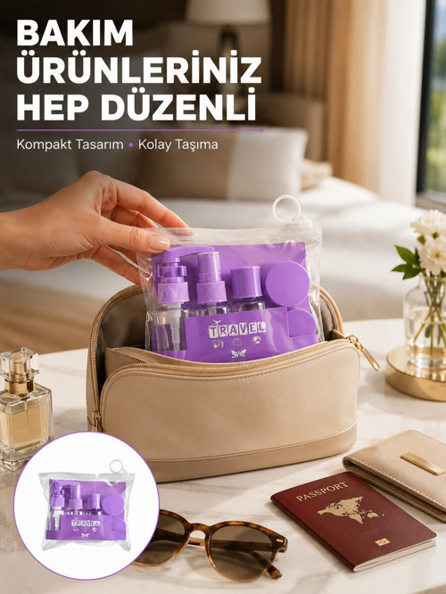 Seyahat Bakım Seti 5 Parça Sızdırmaz Şeffaf Kapaklı 30ml Yeni Nesil - ETERNA5908-2140