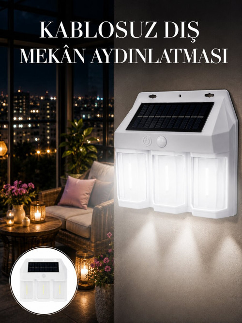 Dış Mekan Solar Duvar Lambası – 120° Hareket Algılama 3 Işık Modu Yeni Nesi - ETERNA4757-5