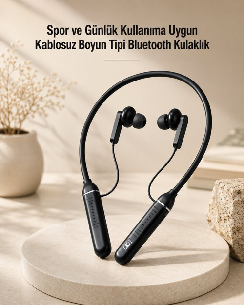 Kablosuz Boyun Tipi Bluetooth Kulaklık Mikrofonlu Spor ve Günlük Kullanıma Uygun - ETERNA2534-5
