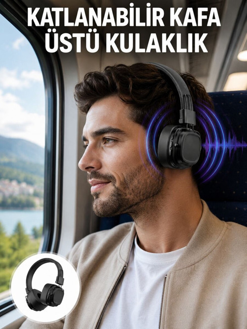 Ergonomik Konforlu Kablosuz Kulak Üstü Bluetooth Kulaklık Yeni Nesil - ETERNA3541-8063