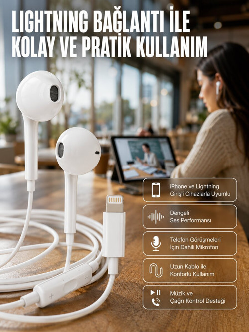 Konforlu Ergonomik Kare Tasarımlı Müzik ve Çağrı Kulaklığı Yeni Nesil - ETERNA7978-7640
