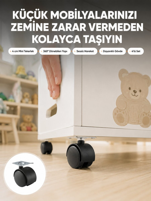 Sehpa ve Ekipmanlar İçin Kilitsiz 4 cm Ayak 4’lü - ETERNA3167-8083