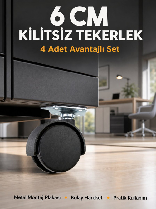 Masa ve Koltuk İçin Kilitsiz Tekerlek Seti 6 cm - ETERNA5599-1595