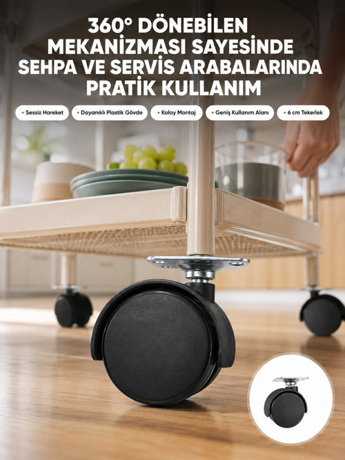 Mobilya Tekerleği 6 cm Kilitsiz Tekli Satış - ETERNA9740-4700