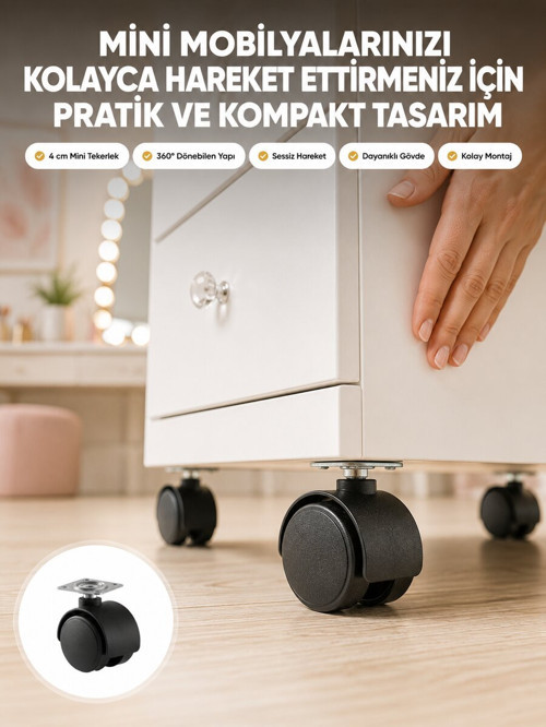 Kilitsiz 4 cm Mobilya Ayağı Tek Adet Pratik ve Dayanıklı - ETERNA4437-1741