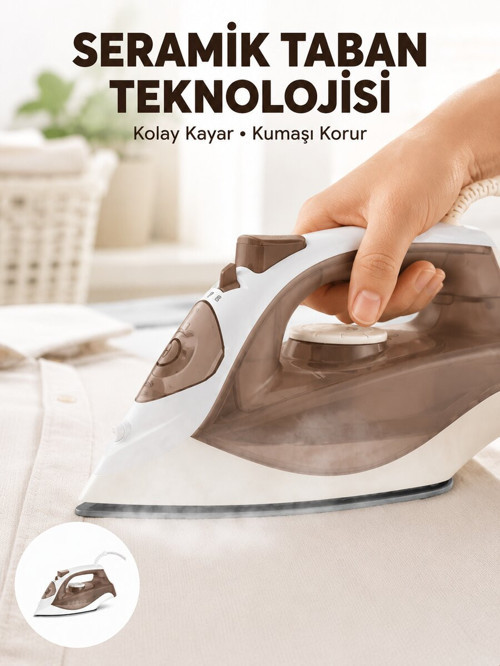 2200 Watt Buharlı Ütü Kahverengi Seramik Taban Şok Buharlı - ETERNA4576-8930