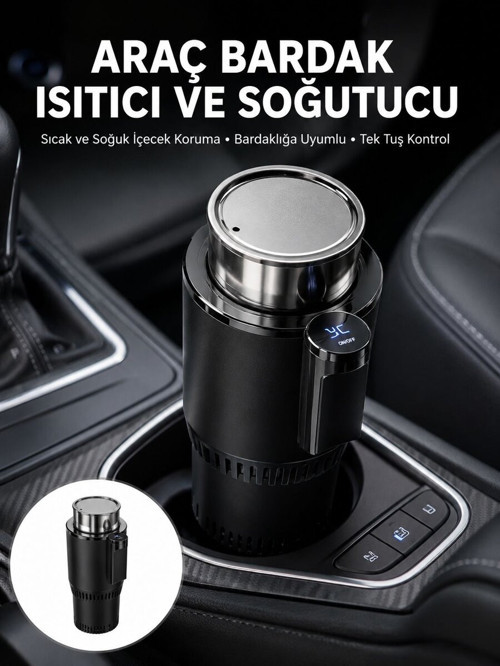 Isıtma Soğutma Özellikli Araç Bardaklığı Çakmak Girişli Akıllı Yeni Nesil - ETERNA9054-3