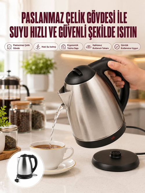 Çelik Su Isıtıcı Kettle Dayanıklı Paslanmaz Çelik Uzun Ömürlü - ETERNA2061-2072