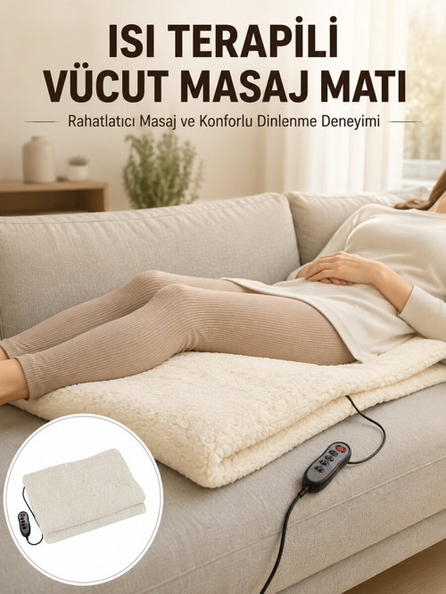 Vücut Masaj Matı Isı Terapili ve Çok Bölgeli Masaj Yeni Nesil - ETERNA5009-3912