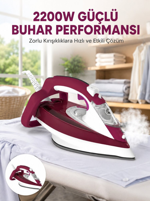 2200W Seramik Kaplama Es Tasarımı 360 Derece Dönebilir Kablosu - ETERNA3812-4009