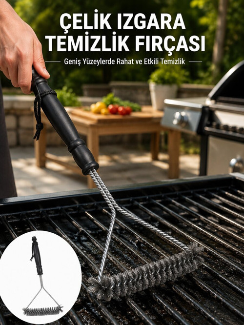 Uzun Saplı Paslanmaz Çelik Izgara Temizlik Fırçası Yeni Nesil - ETERNA1088-8365