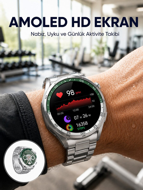 Amoled Smartwatch Harita Modlu Bluetooth Aramalı 3 Değiştirilebilir Kayışlı Ye - ETERNA3791-6