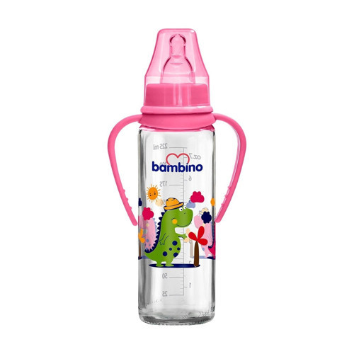 Kulplu Cam Biberon 225 ml - Pembe