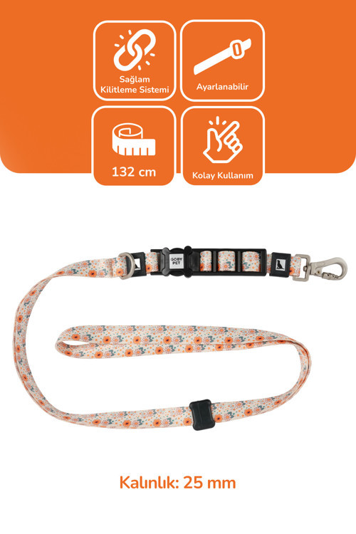 Köpekler İçin Dayanıklı Ve Güvenli, Desenli Eller Serbest Gezdirme Tasması ( 25mm )