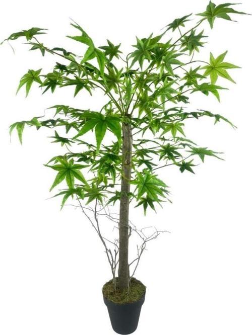 Yapay Ağaç Yeşil Japon Akçaağacı 100x70 cm Siyah Plastik Saksılı
