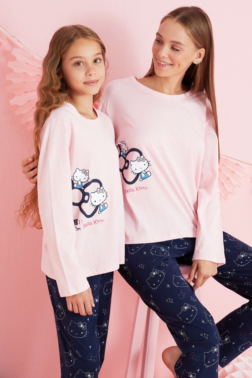 Lisanslı %100 Pamuk Çok Renkli Bisklet Yaka Pijama Takım HK205