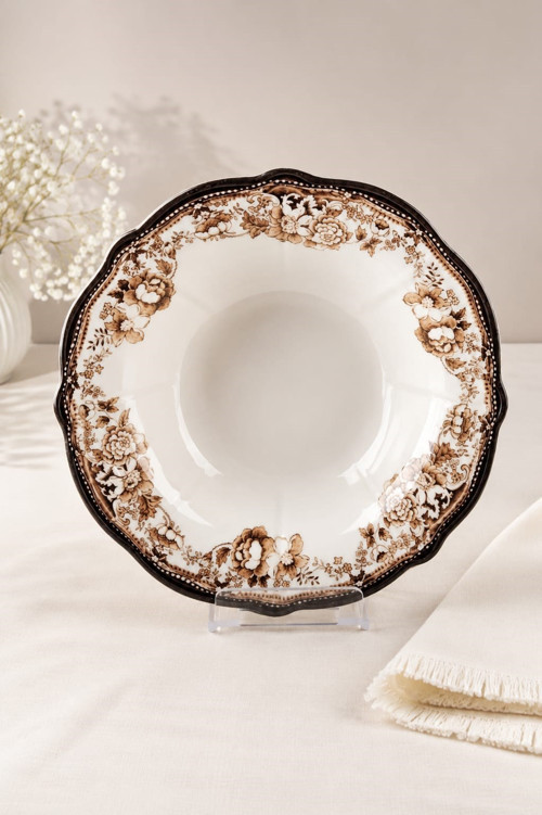 Porselen Velour Brown Fulya Bowl Kase 26cm Tekli