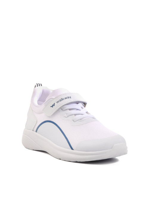 Erkek Çocuk Beyaz-Lacivert Cırtlı Nefes Alan Spor Ayakkabı Sneaker Dera F