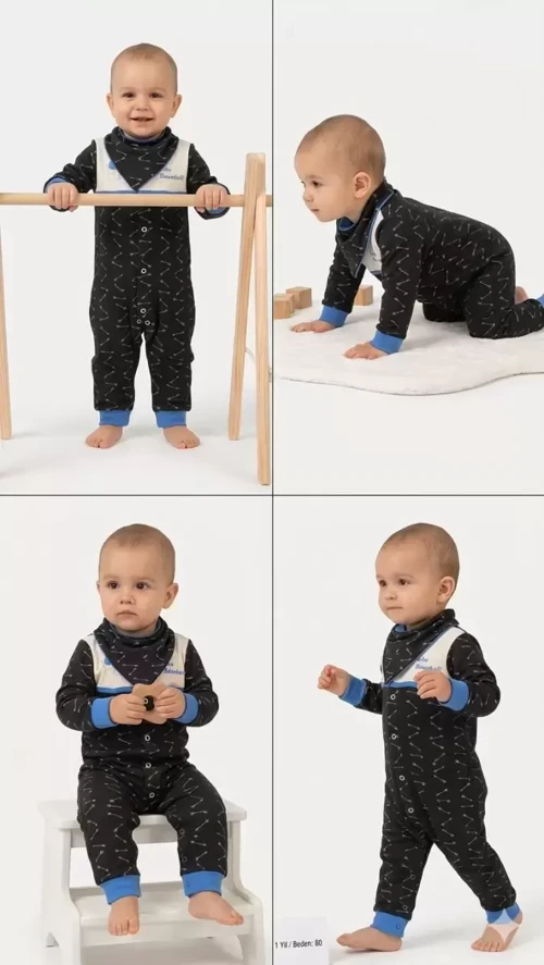 3/12 Ay Fularlı Bebek Tulumu, İleri Teknoloji ve Antialerjik Kumaş - Northcity