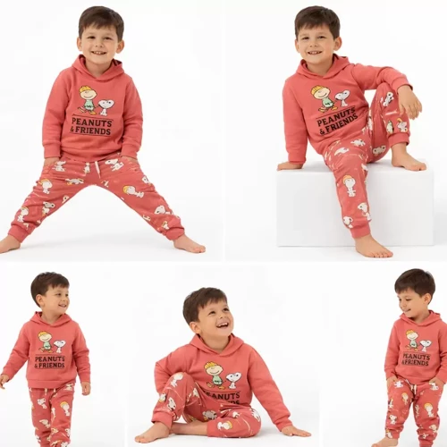 2-5 Yaş Kapşonlu Baskılı Çocuk Takımı - Anti-allerjik, Anti-bakteriyel ve Çocuk Sağlığına Uygun Kumaş