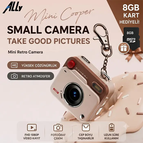 Ally PixMini Retro Video Dijital Kamera - 1080P HD Y6000 Mini Kamera