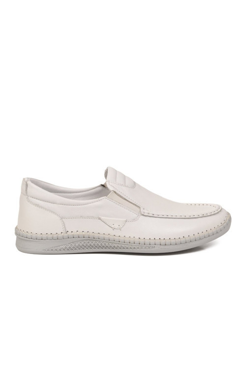 Beyaz Erkek Smart Casual Ayakkabı Hakiki Deri Hafızalı Rahat Taban Şık Loafer M741 M
