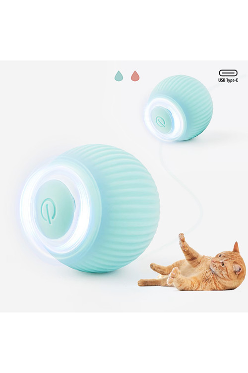 Hareketli Kedi Topu | İnteraktif, Şarjlı, Sensörlü, 2 Modllu Kedi Oyun Topu (Mavi-H121)