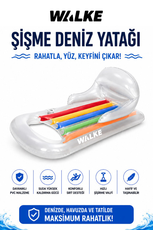 Comfort Lounge Şişme Deniz Yatağı Sırt Destekli PVC Havuz ve Deniz Şezlongu 13101 Gri