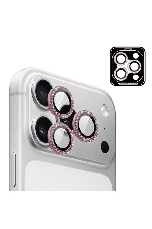iPhone 17 Pro / iPhone 17 Pro Max için ProLENS Kamera Lens Koruyucu Elmas Taş Çerçeveli, Kırılmaz Cam
