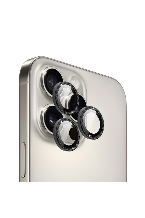 iPhone 16 Pro / 16 Pro Max için ProLENS Kamera Lens Koruyucu Elmas Kesim Çerçeveli, Kırılmaz Cam