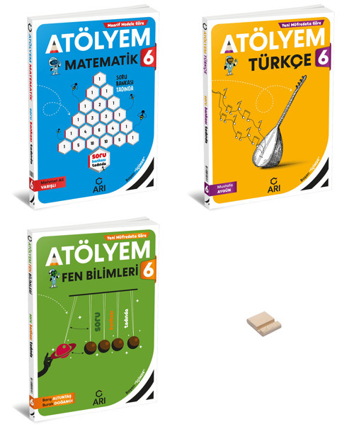 Arı 6. Sınıf Matematik Fen Bilimleri ve Türkçe Atölyem 3lü Set + Telefon Standı