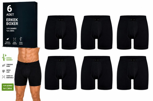 Erkek Bambu Likralı Boxer (320-324) - 6 Adet