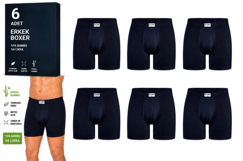 Erkek Bambu Likralı Boxer (320-324) - 6 Adet