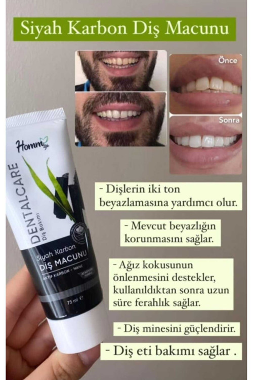 Hommlife Siyah Karbon Diş Macunu